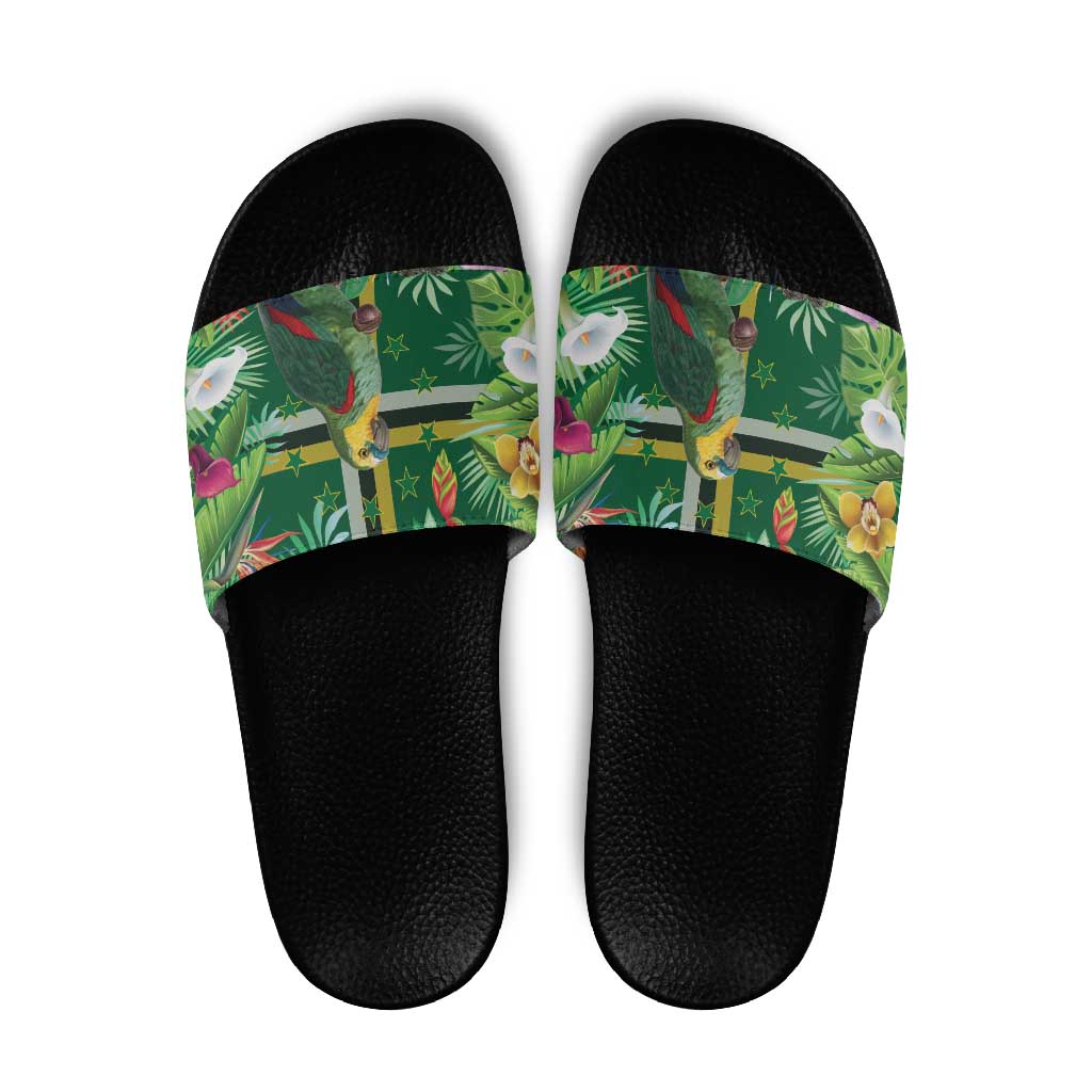 Dominica Sisserou Parrot Slide Sandals Tropical Flower Flag Style - Wonder Print Shop