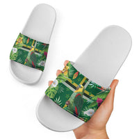 Dominica Sisserou Parrot Slide Sandals Tropical Flower Flag Style - Wonder Print Shop