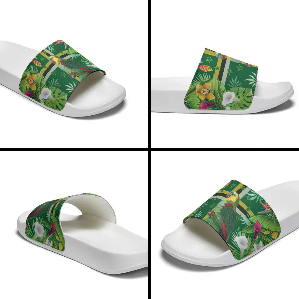 Dominica Sisserou Parrot Slide Sandals Tropical Flower Flag Style - Wonder Print Shop