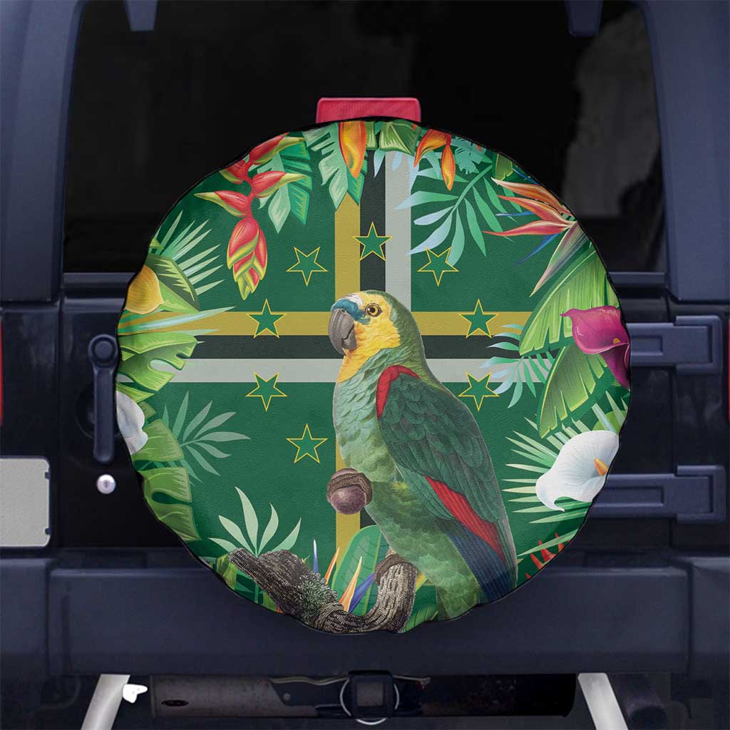 Dominica Sisserou Parrot Spare Tire Cover Tropical Flower Flag Style - Wonder Print Shop