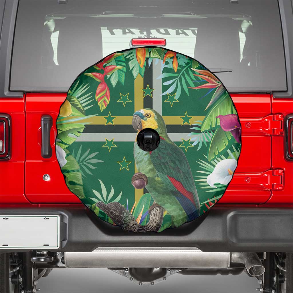 Dominica Sisserou Parrot Spare Tire Cover Tropical Flower Flag Style - Wonder Print Shop