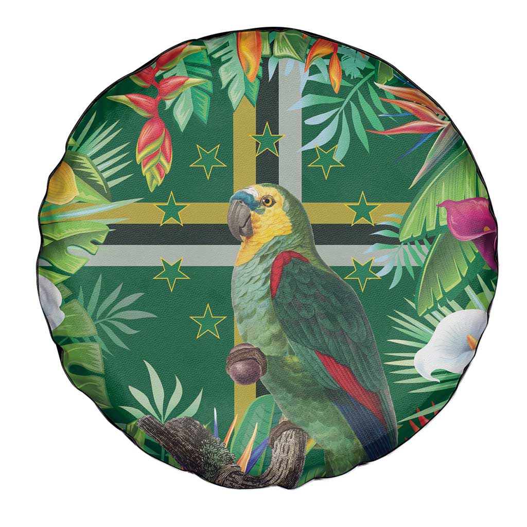 Dominica Sisserou Parrot Spare Tire Cover Tropical Flower Flag Style - Wonder Print Shop
