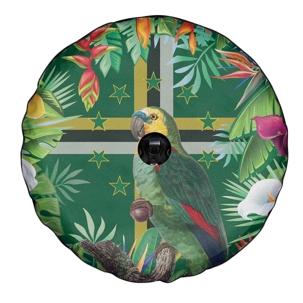 Dominica Sisserou Parrot Spare Tire Cover Tropical Flower Flag Style - Wonder Print Shop