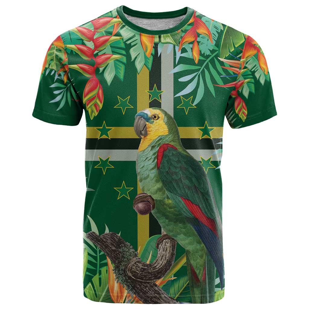 Dominica Sisserou Parrot T Shirt Tropical Flower Flag Style - Wonder Print Shop