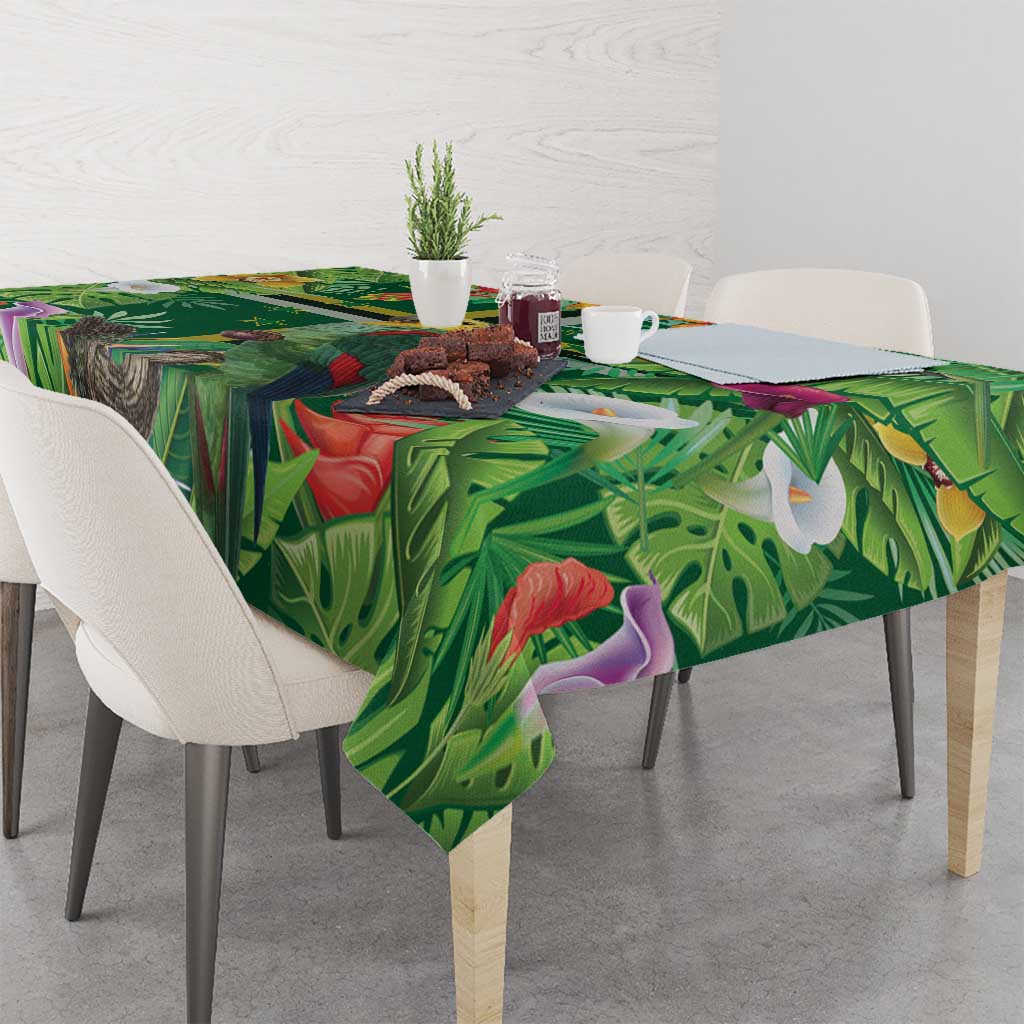 Dominica Sisserou Parrot Tablecloth Tropical Flower Flag Style - Wonder Print Shop