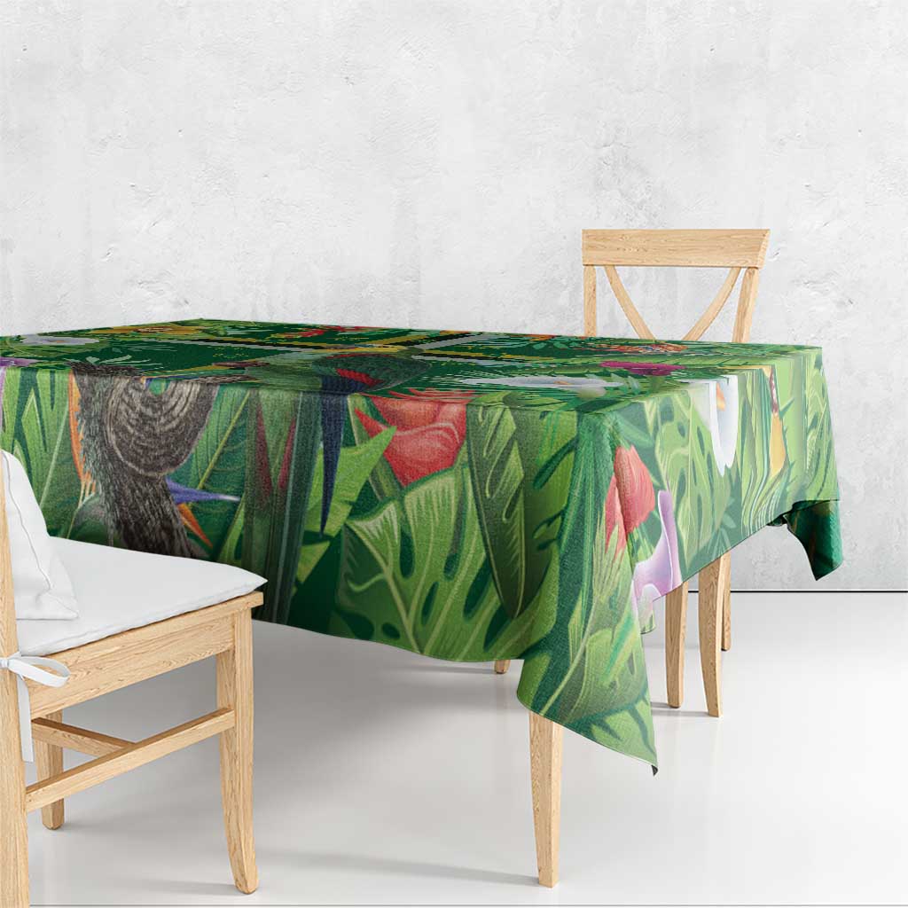 Dominica Sisserou Parrot Tablecloth Tropical Flower Flag Style - Wonder Print Shop