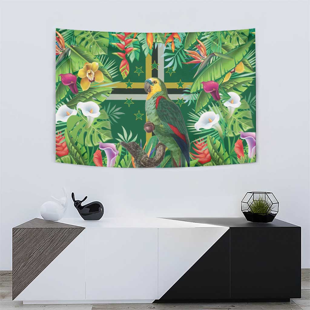 Dominica Sisserou Parrot Tapestry Tropical Flower Flag Style - Wonder Print Shop