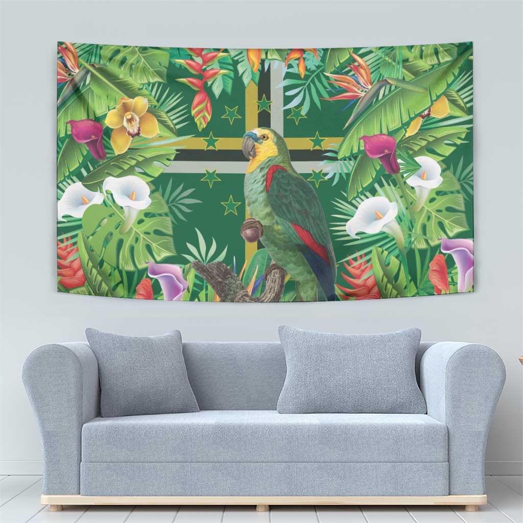 Dominica Sisserou Parrot Tapestry Tropical Flower Flag Style - Wonder Print Shop