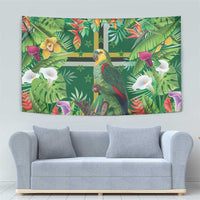 Dominica Sisserou Parrot Tapestry Tropical Flower Flag Style - Wonder Print Shop