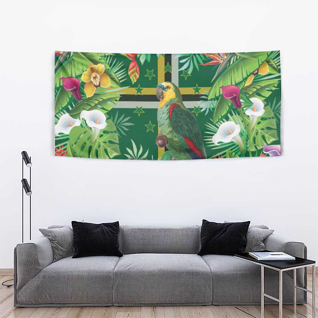 Dominica Sisserou Parrot Tapestry Tropical Flower Flag Style - Wonder Print Shop