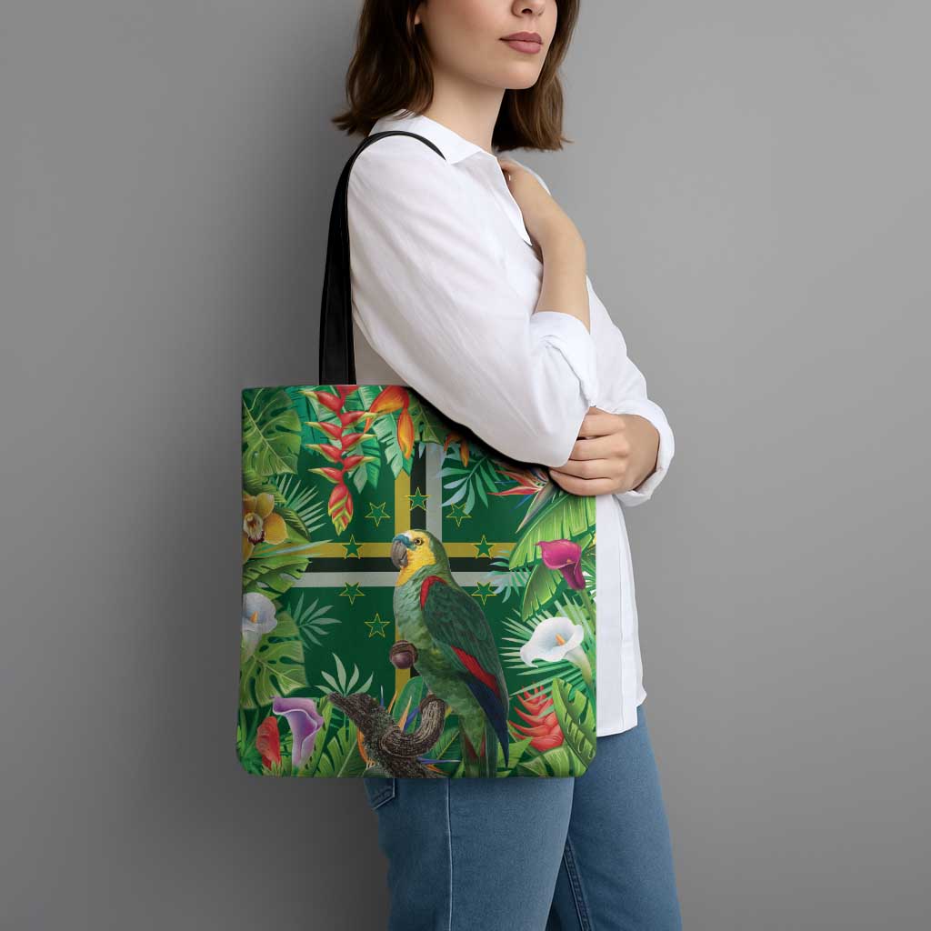 Dominica Sisserou Parrot Tote Bag Tropical Flower Flag Style - Wonder Print Shop