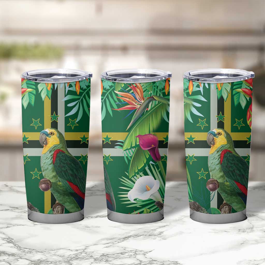 Dominica Sisserou Parrot Tumbler Cup Tropical Flower Flag Style - Wonder Print Shop
