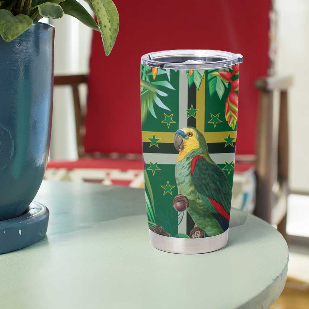 Dominica Sisserou Parrot Tumbler Cup Tropical Flower Flag Style - Wonder Print Shop