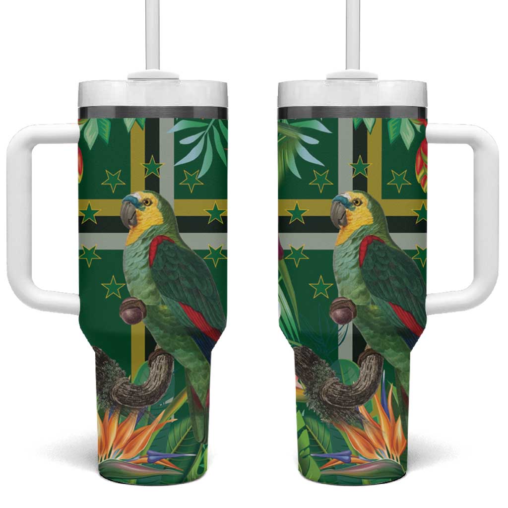 Dominica Sisserou Parrot Tumbler With Handle Tropical Flower Flag Style - Wonder Print Shop
