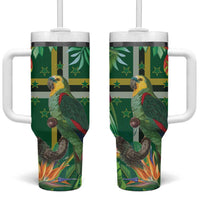 Dominica Sisserou Parrot Tumbler With Handle Tropical Flower Flag Style - Wonder Print Shop
