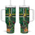 Dominica Sisserou Parrot Tumbler With Handle Tropical Flower Flag Style - Wonder Print Shop