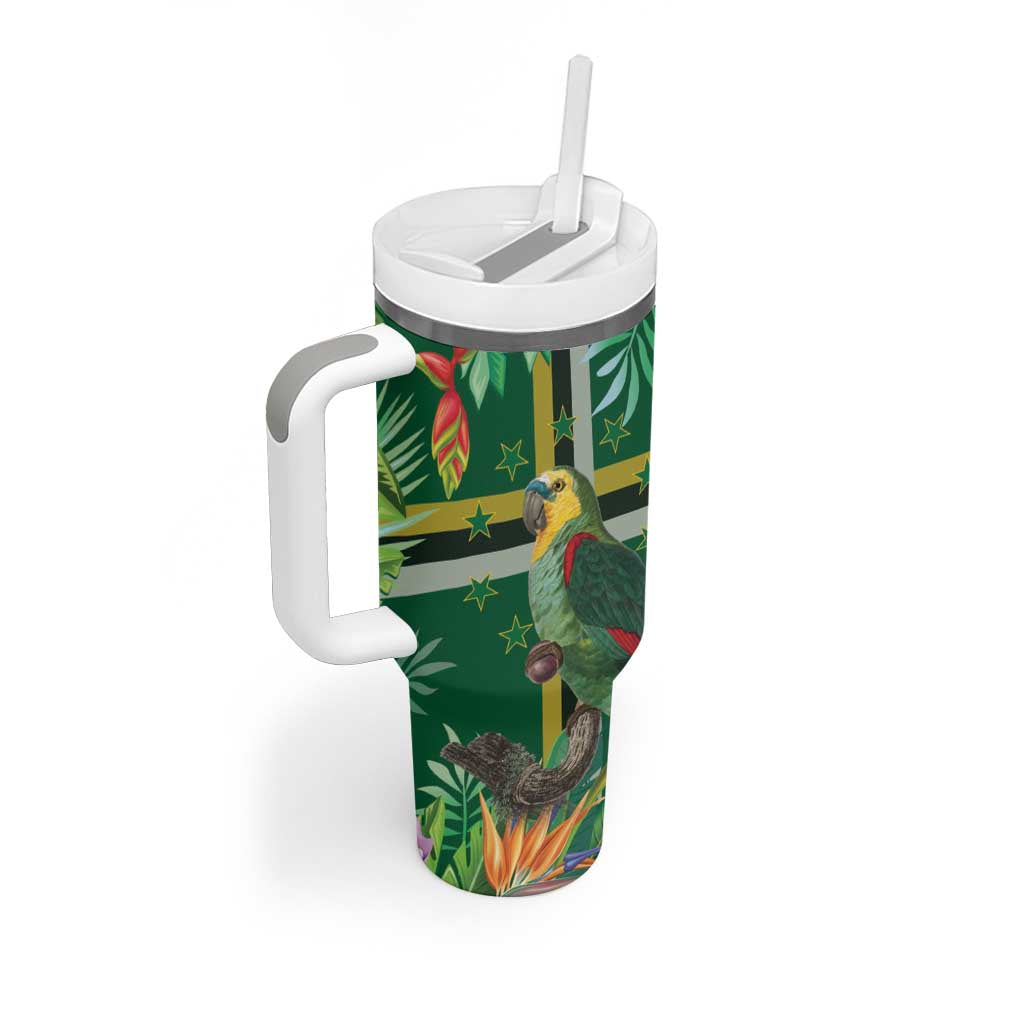 Dominica Sisserou Parrot Tumbler With Handle Tropical Flower Flag Style - Wonder Print Shop