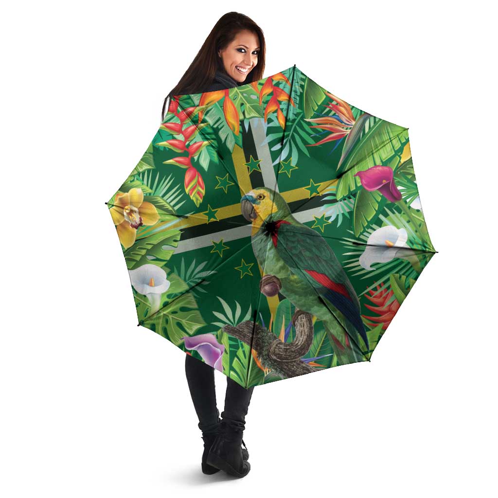 Dominica Sisserou Parrot Umbrella Tropical Flower Flag Style - Wonder Print Shop