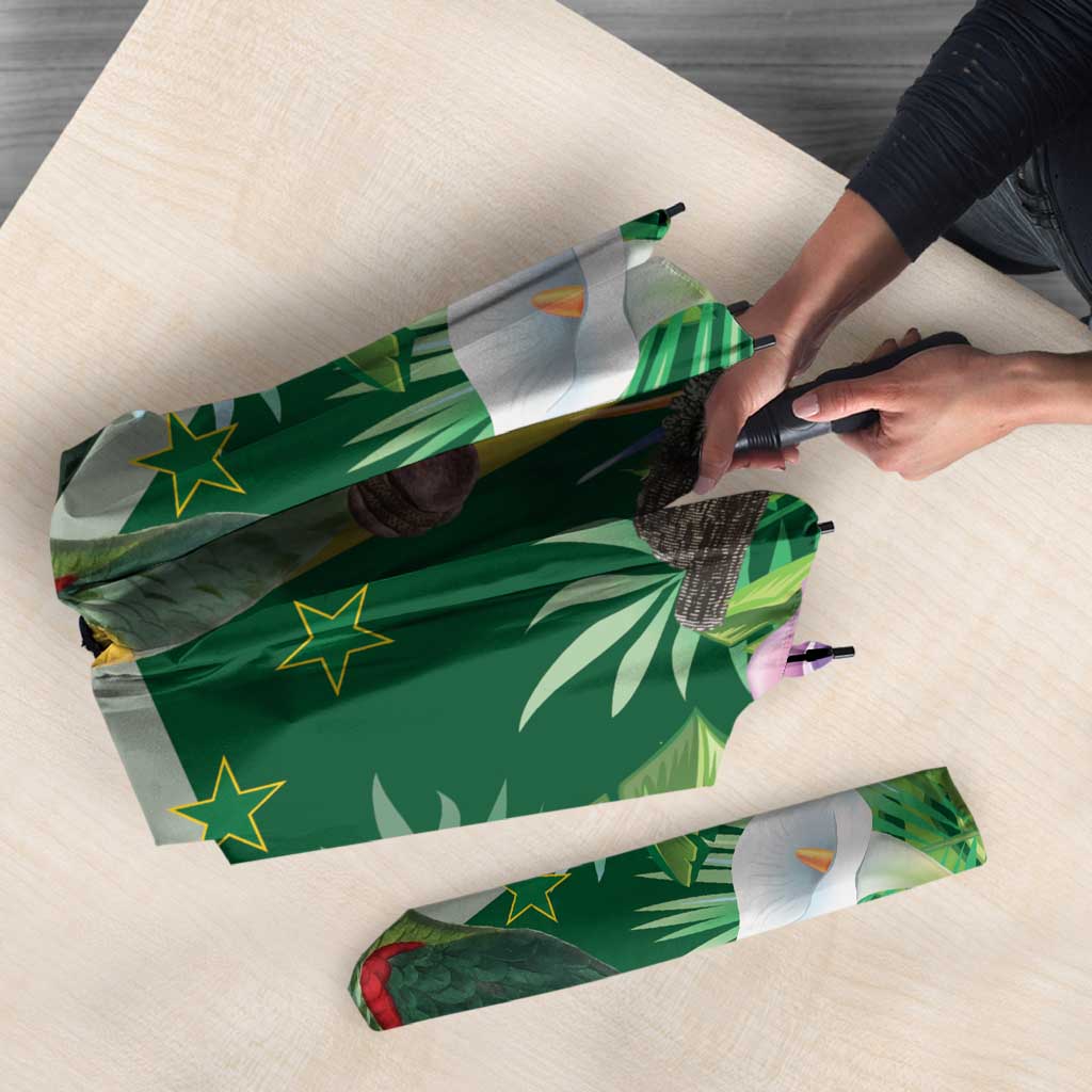 Dominica Sisserou Parrot Umbrella Tropical Flower Flag Style - Wonder Print Shop