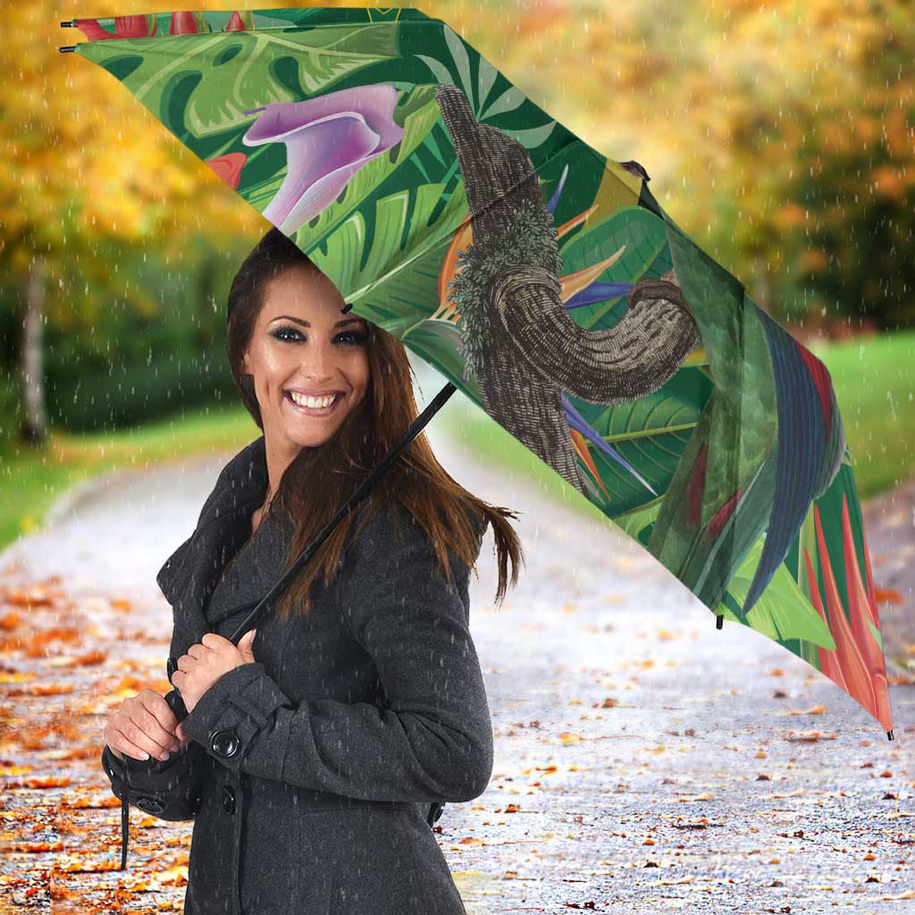 Dominica Sisserou Parrot Umbrella Tropical Flower Flag Style - Wonder Print Shop
