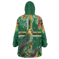 Dominica Sisserou Parrot Wearable Blanket Hoodie Tropical Flower Flag Style - Wonder Print Shop