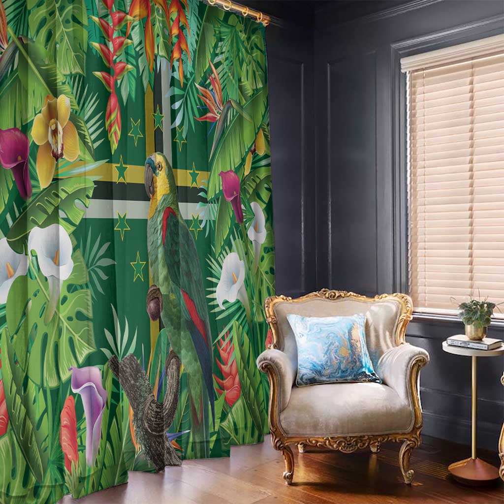 Dominica Sisserou Parrot Window Curtain Tropical Flower Flag Style - Wonder Print Shop