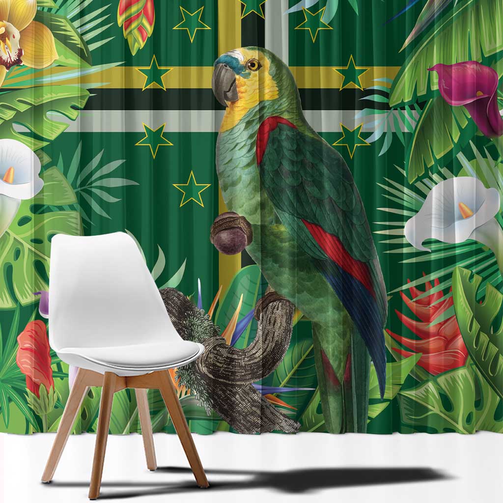 Dominica Sisserou Parrot Window Curtain Tropical Flower Flag Style - Wonder Print Shop