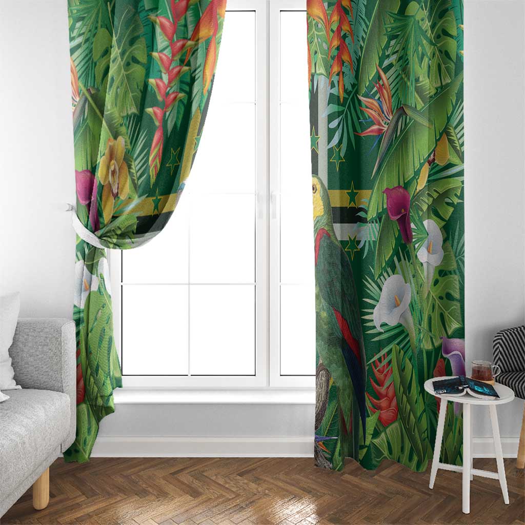 Dominica Sisserou Parrot Window Curtain Tropical Flower Flag Style - Wonder Print Shop