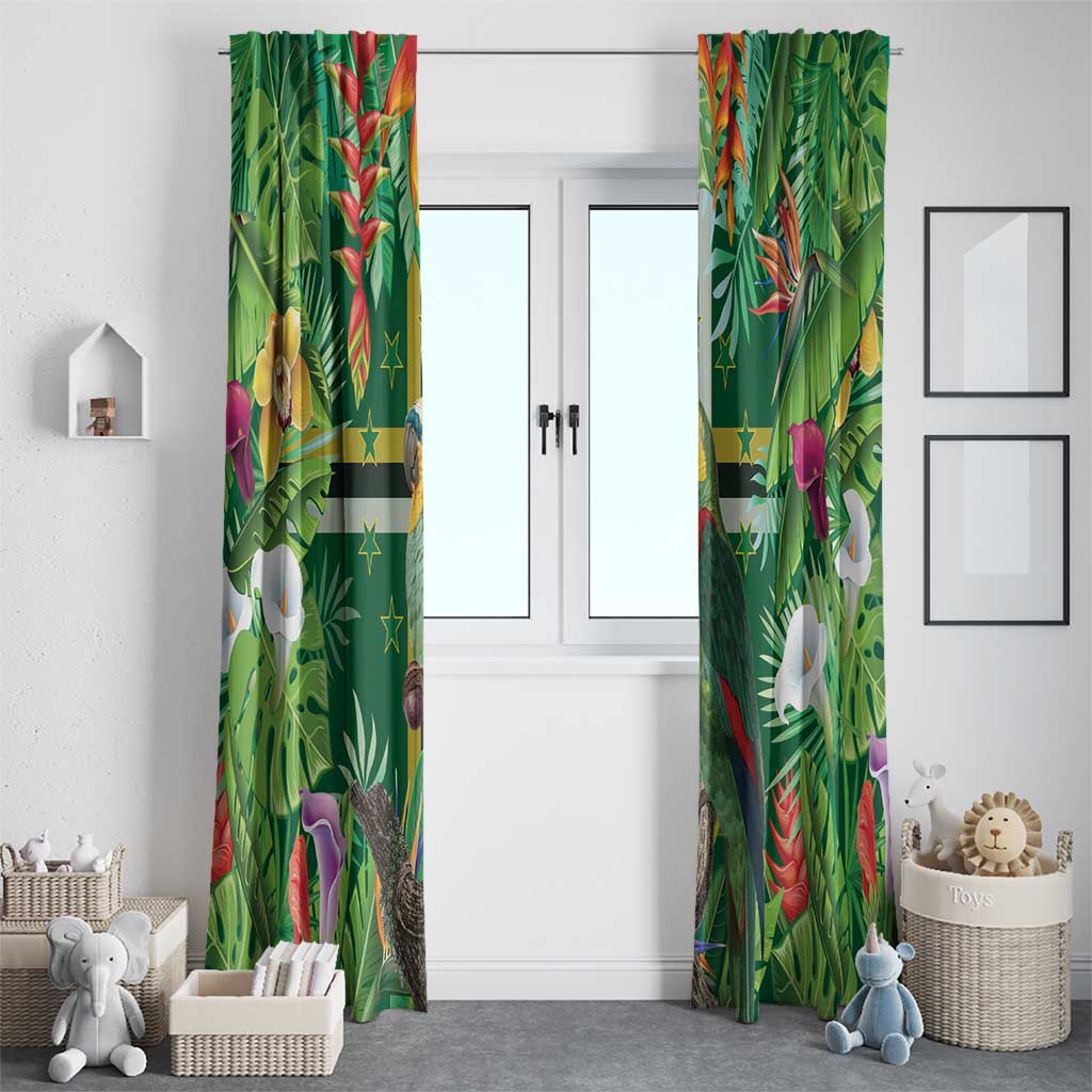 Dominica Sisserou Parrot Window Curtain Tropical Flower Flag Style - Wonder Print Shop