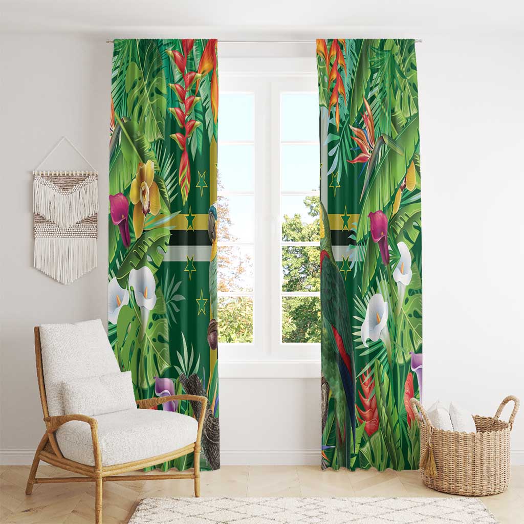 Dominica Sisserou Parrot Window Curtain Tropical Flower Flag Style - Wonder Print Shop