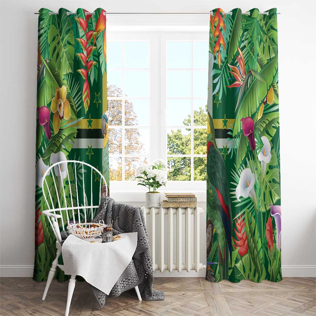 Dominica Sisserou Parrot Window Curtain Tropical Flower Flag Style - Wonder Print Shop
