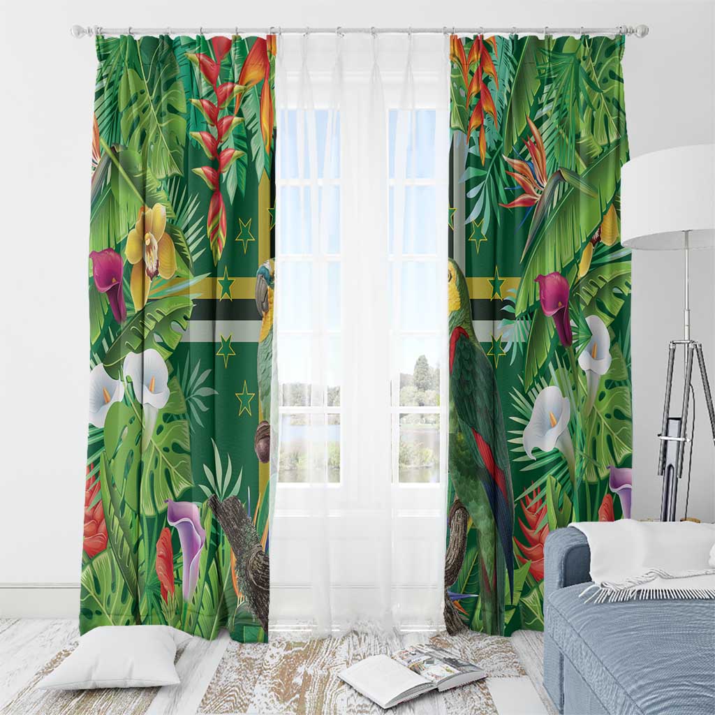 Dominica Sisserou Parrot Window Curtain Tropical Flower Flag Style - Wonder Print Shop