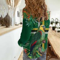 Dominica Sisserou Parrot Women Casual Shirt Tropical Flower Flag Style - Wonder Print Shop
