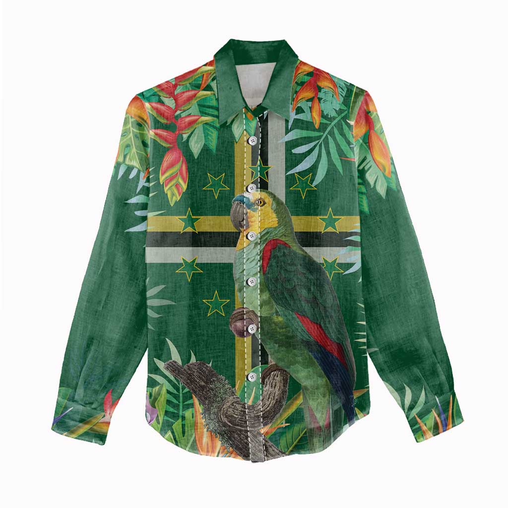 Dominica Sisserou Parrot Women Casual Shirt Tropical Flower Flag Style - Wonder Print Shop