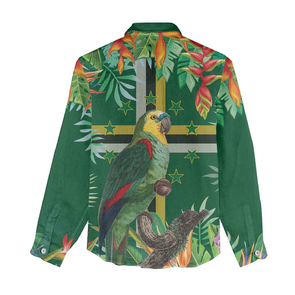 Dominica Sisserou Parrot Women Casual Shirt Tropical Flower Flag Style - Wonder Print Shop