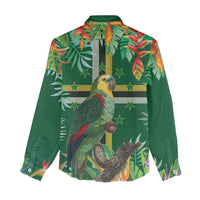 Dominica Sisserou Parrot Women Casual Shirt Tropical Flower Flag Style - Wonder Print Shop