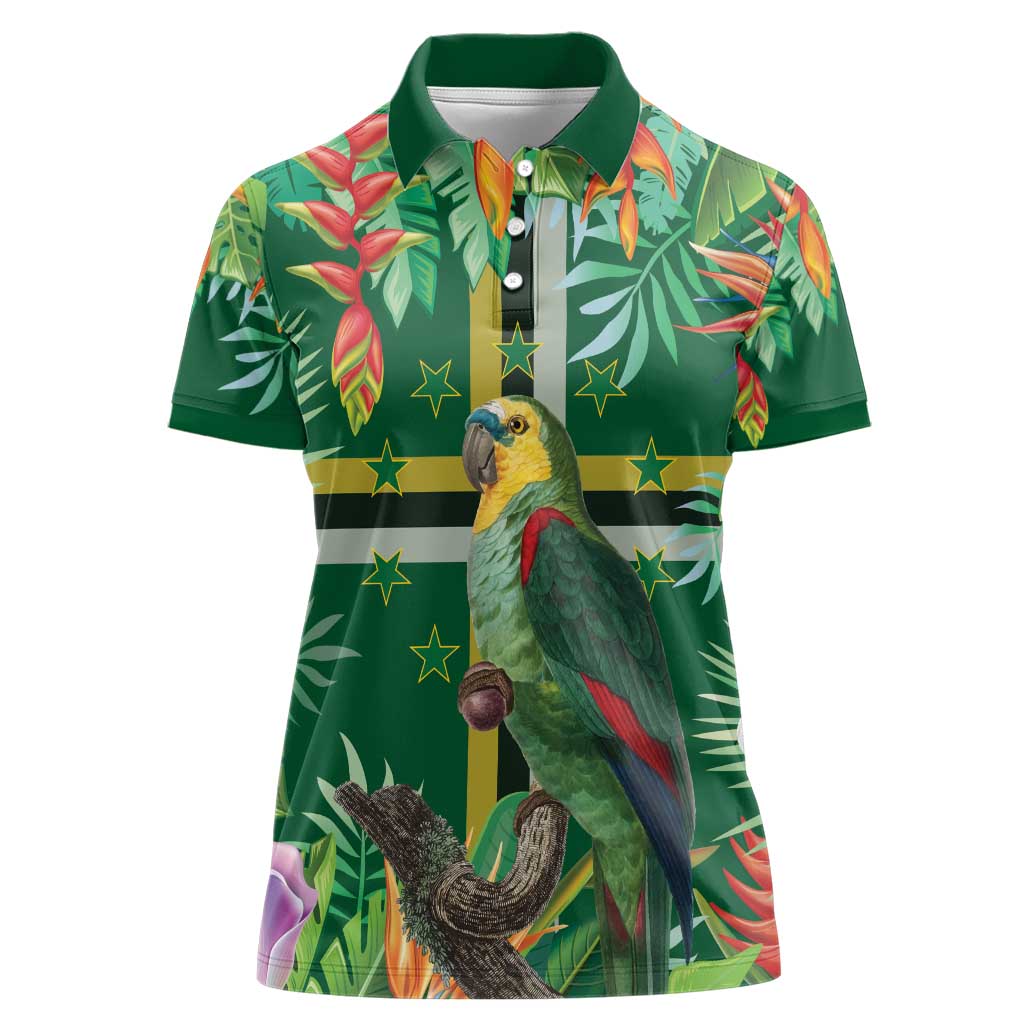 Dominica Sisserou Parrot Women Polo Shirt Tropical Flower Flag Style - Wonder Print Shop