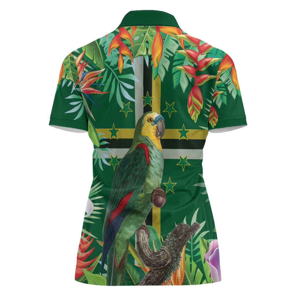 Dominica Sisserou Parrot Women Polo Shirt Tropical Flower Flag Style - Wonder Print Shop
