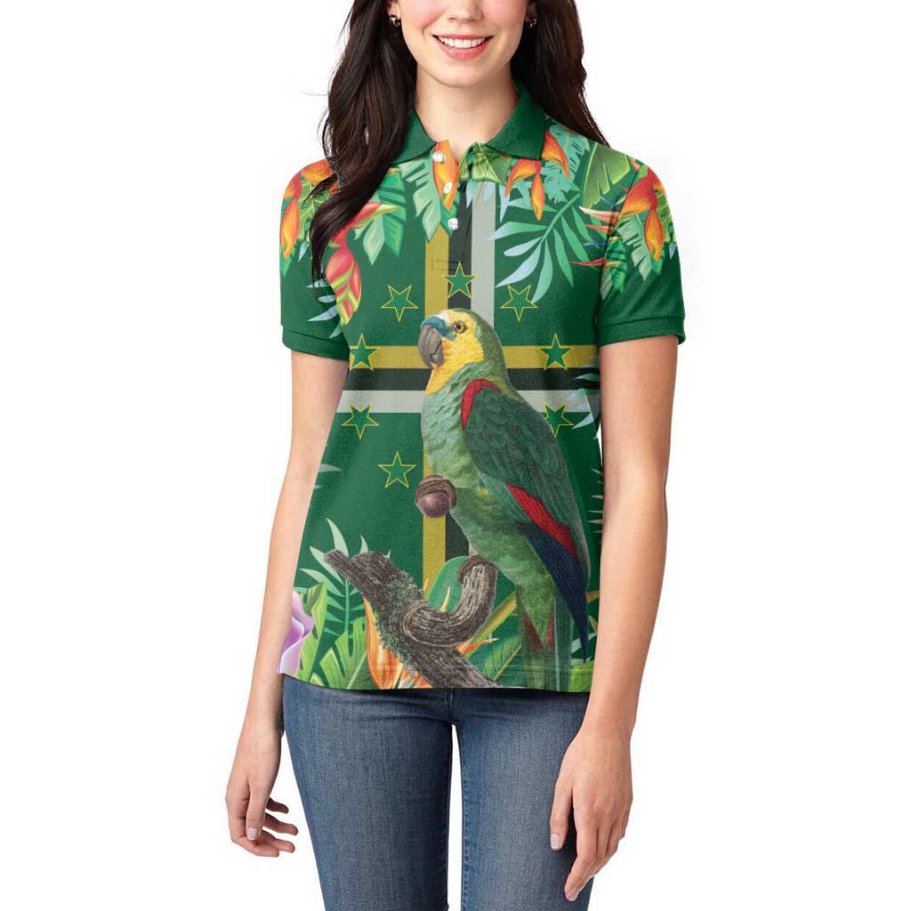 Dominica Sisserou Parrot Women Polo Shirt Tropical Flower Flag Style - Wonder Print Shop