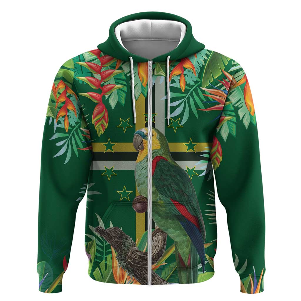 Dominica Sisserou Parrot Zip Hoodie Tropical Flower Flag Style - Wonder Print Shop