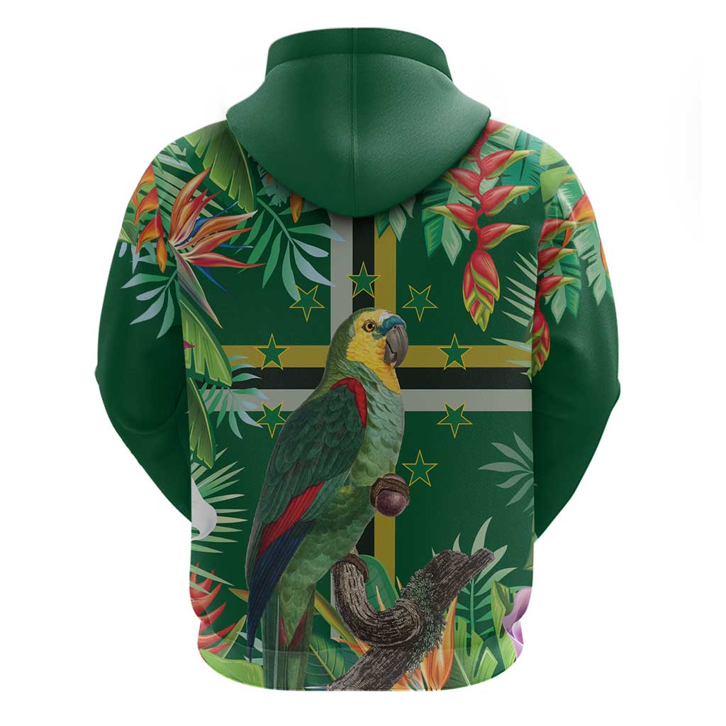 Dominica Sisserou Parrot Zip Hoodie Tropical Flower Flag Style - Wonder Print Shop