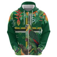 Dominica Sisserou Parrot Zip Hoodie Tropical Flower Flag Style - Wonder Print Shop