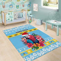 Saint Lucia Christmas Area Rug Saint Lucian Parrot With Hibiscus Flowers - Wonder Print Shop