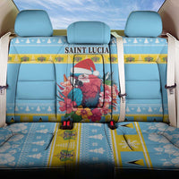 Saint Lucia Christmas Back Car Seat Cover Saint Lucian Parrot With Hibiscus Flowers - Wonder Print Shop