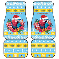 Saint Lucia Christmas Car Mats Saint Lucian Parrot With Hibiscus Flowers - Wonder Print Shop