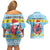Saint Lucia Christmas Couples Matching Off Shoulder Short Dress and Hawaiian Shirt Saint Lucian Parrot With Hibiscus Flowers - Wonder Print Shop
