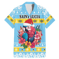 Saint Lucia Christmas Family Matching Mermaid Dress and Hawaiian Shirt Saint Lucian Parrot With Hibiscus Flowers - Wonder Print Shop