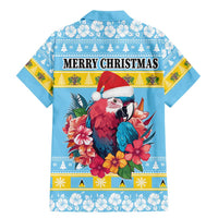 Saint Lucia Christmas Family Matching Mermaid Dress and Hawaiian Shirt Saint Lucian Parrot With Hibiscus Flowers - Wonder Print Shop
