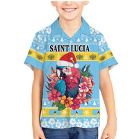 Saint Lucia Christmas Family Matching Mermaid Dress and Hawaiian Shirt Saint Lucian Parrot With Hibiscus Flowers - Wonder Print Shop