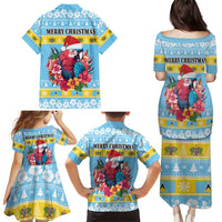 Saint Lucia Christmas Family Matching Puletasi and Hawaiian Shirt Saint Lucian Parrot With Hibiscus Flowers - Wonder Print Shop